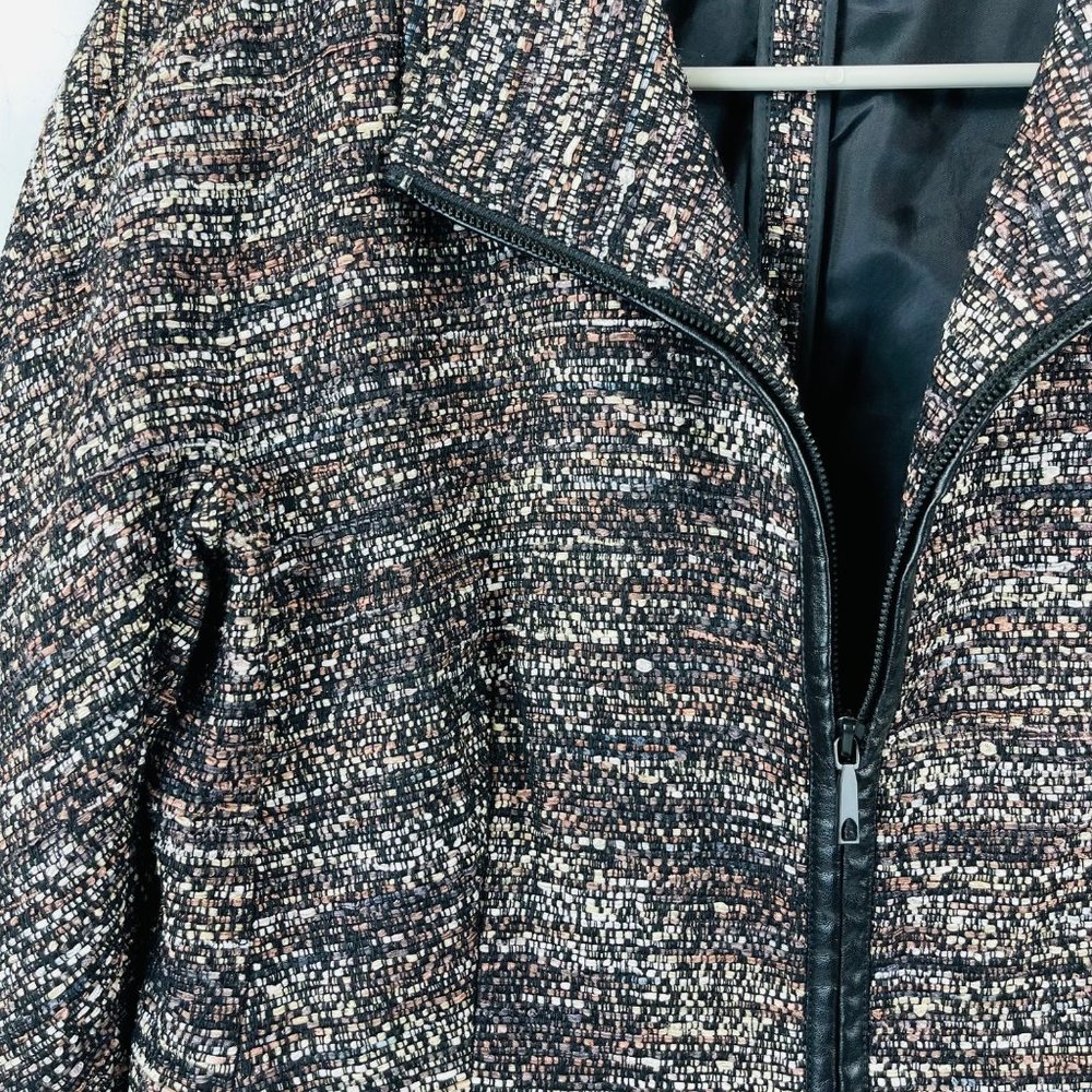 LAFAYETTE 148 Multi-Color Tweed Faux Leather Trim Wool Blend Blazer Jacket SZ 8P - Picture 6 of 14